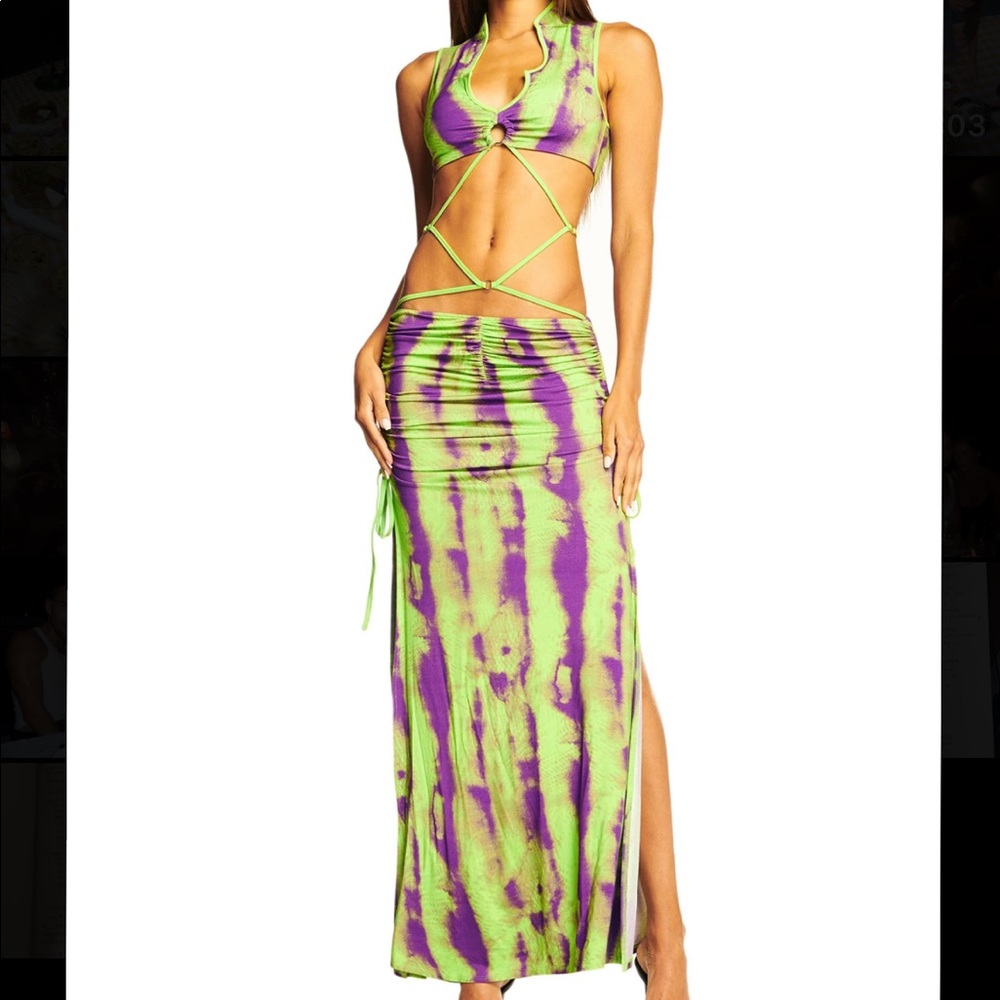 I am Gia Alexxis Dress - Green & Purple Tie Dye